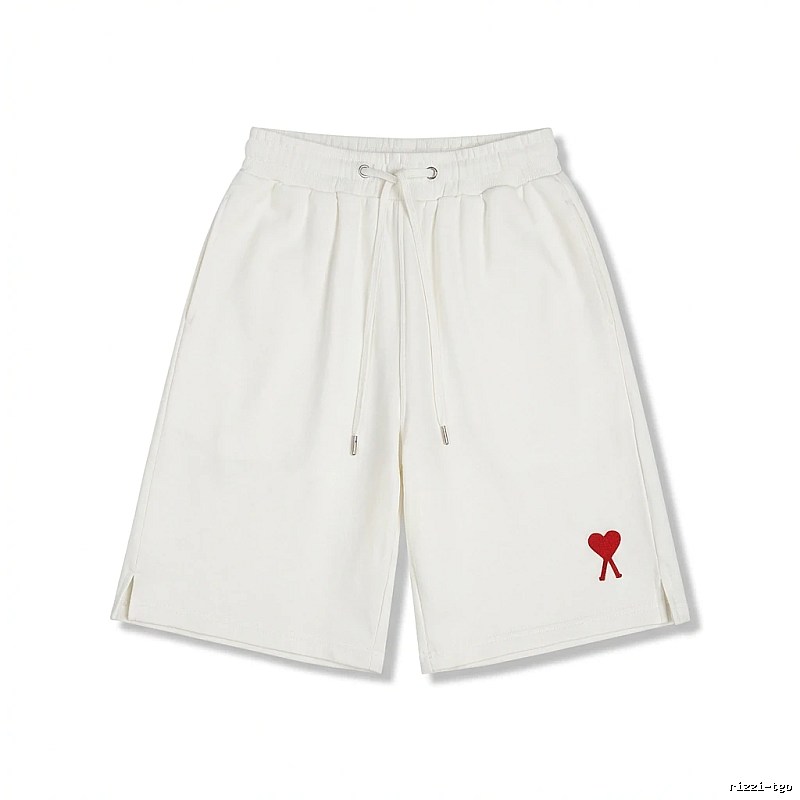 AMI Embroidered Minimalist Style White Shorts