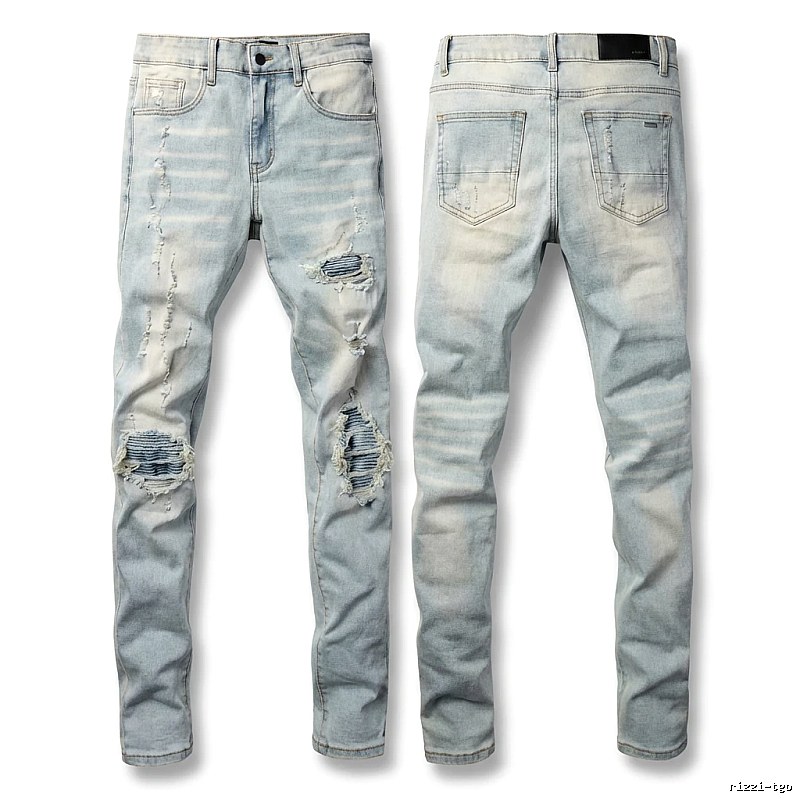 AMI Trendy Light Blue Jeans with Holes