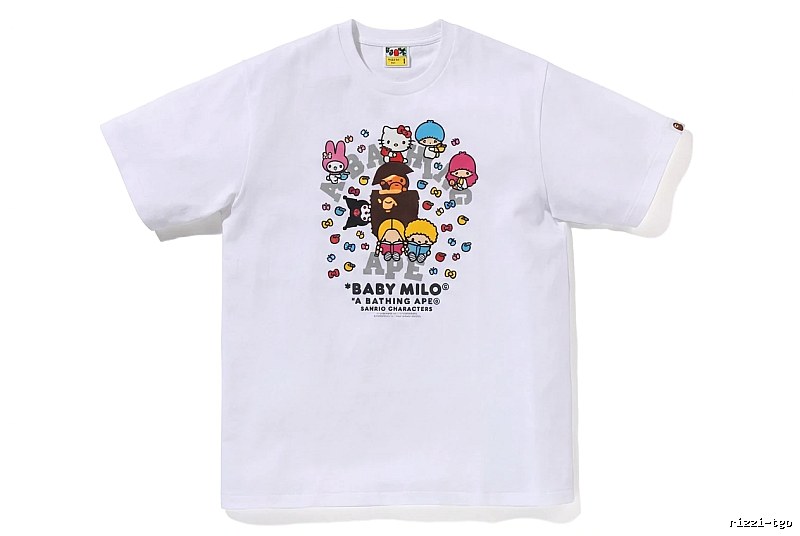 Bape cartoon - printed white T - shirt