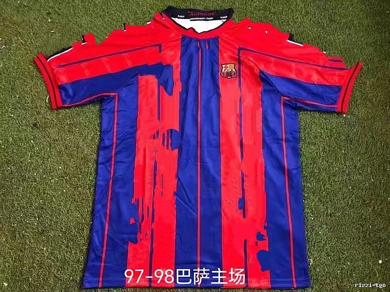 Barcelona Monogram Retro soccer jersey Blue Red Barcelona for Casual Outfits