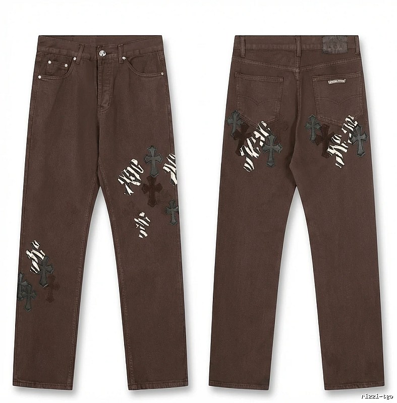 Chrome Hearts Cross Dark Style Brown Pants