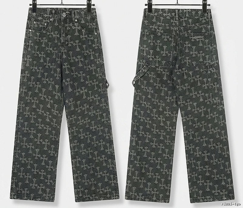Chrome Hearts cross print black jeans