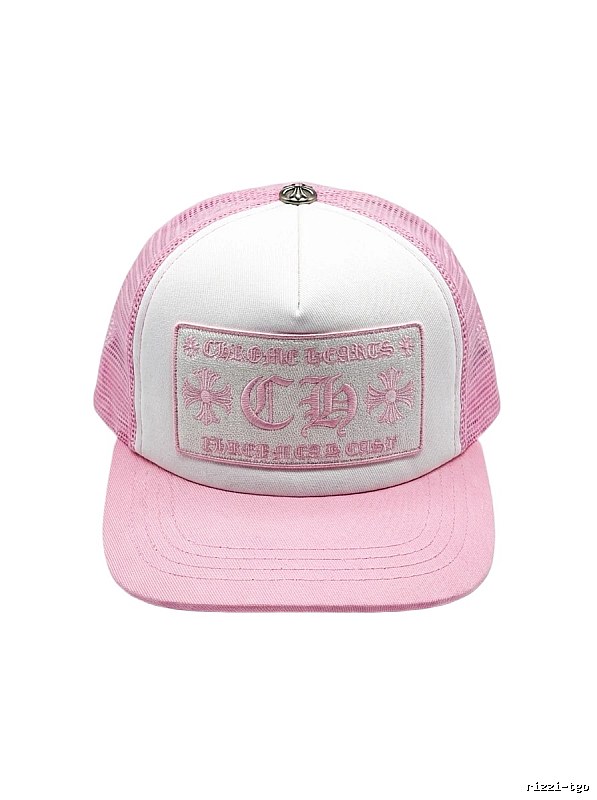 Chrome Hearts Pink and White Patchwork Trendy Hat