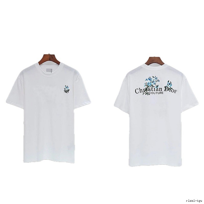 Dior Haute Couture Embroidered Floral-style White T-shirt
