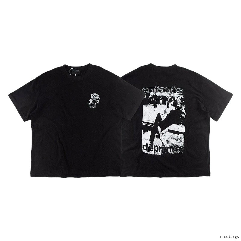 ERD Portrait Print Dark Style Black Short-sleeve T-shirt