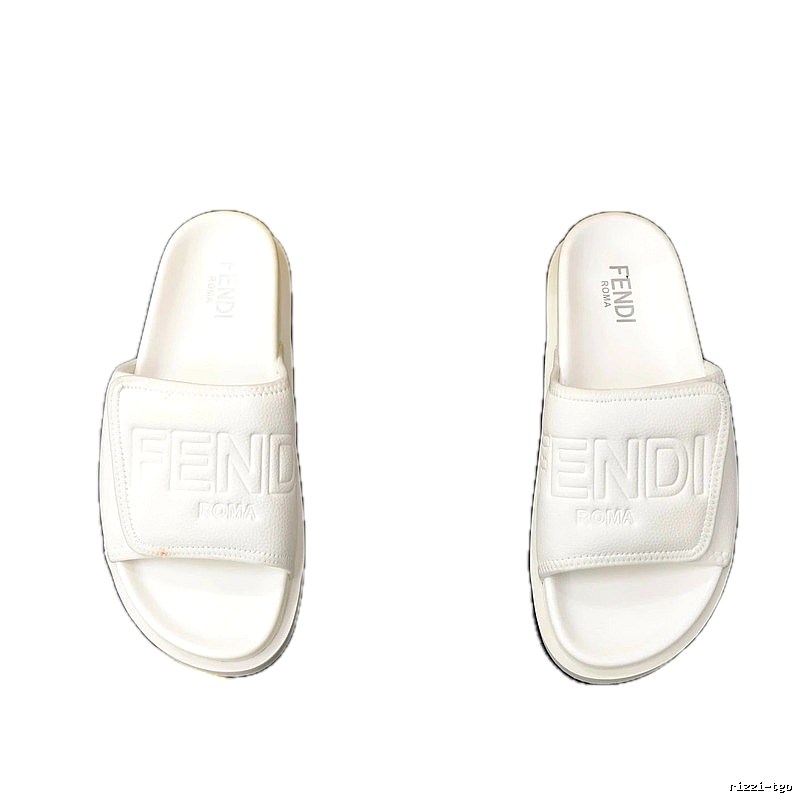 FENDI ROMA Collection Minimalist Style White Slide Sandals