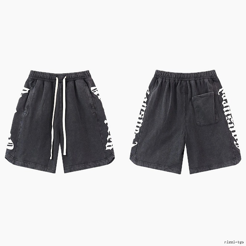 Godspeed Gothic Print Street Style Charcoal Black Shorts