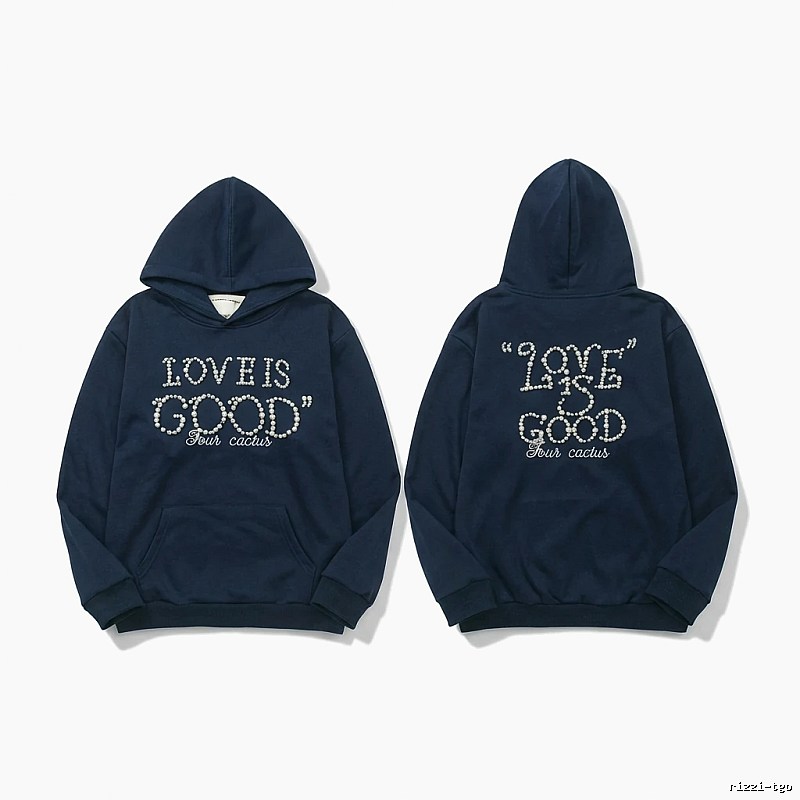 Goodbrand Letter Wind Navy Blue Hoodie
