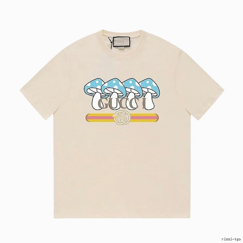 Gucci Mushroom Print Casual Style Off-white T-shirt