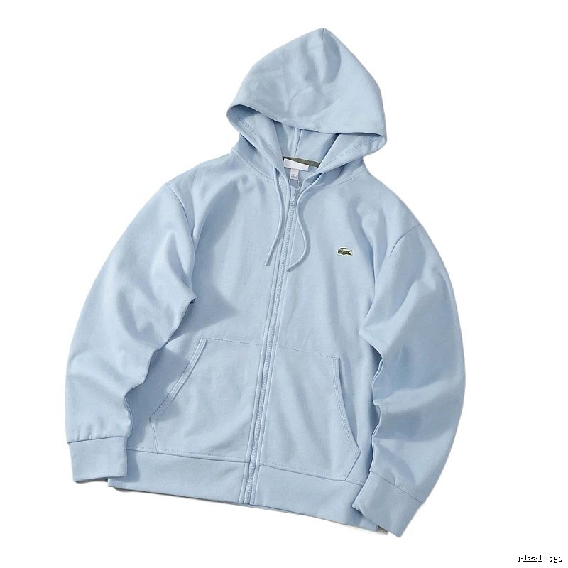 Lacoste simple style light blue hoodie