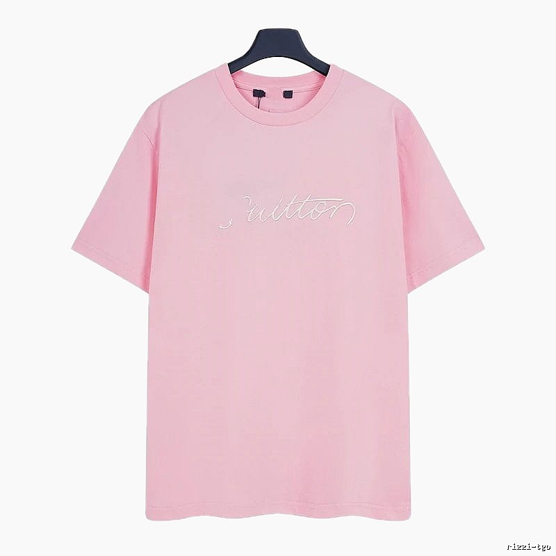 Louis Vuitton Minimalist Style Embroidered Pink T-Shirt