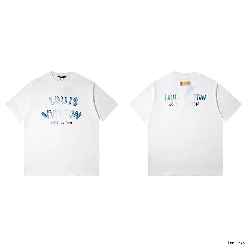 Louis Vuitton Watercolor Graffiti Style White T-Shirt