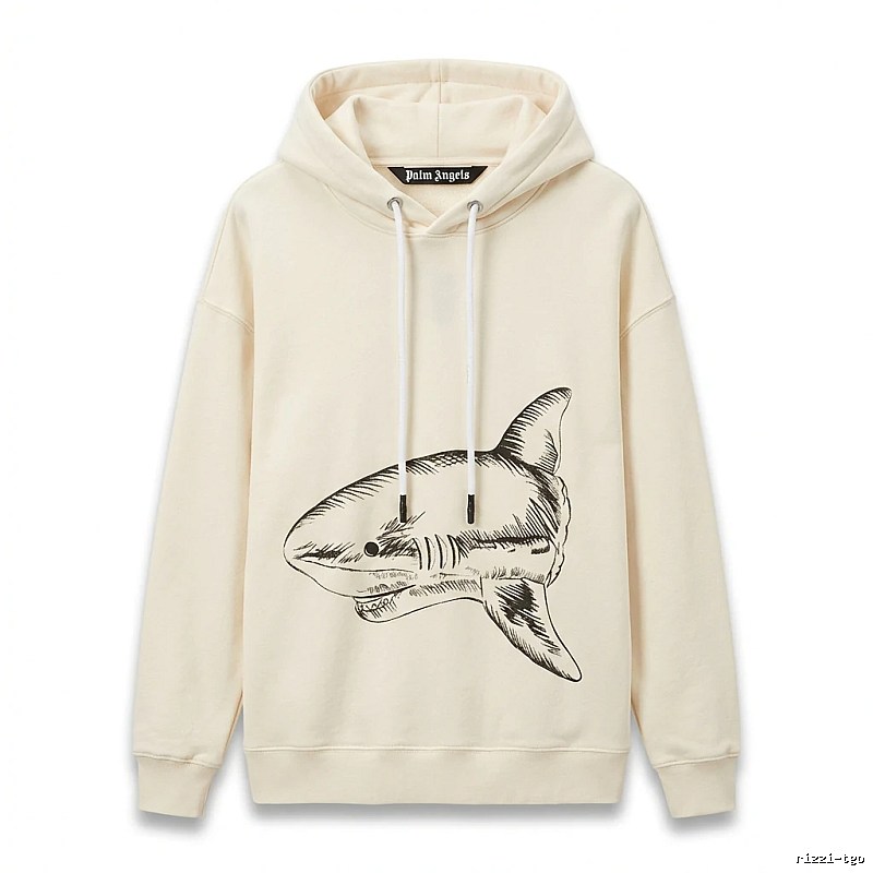 Palm Angels Shark Series Simple Style Beige Hoodie
