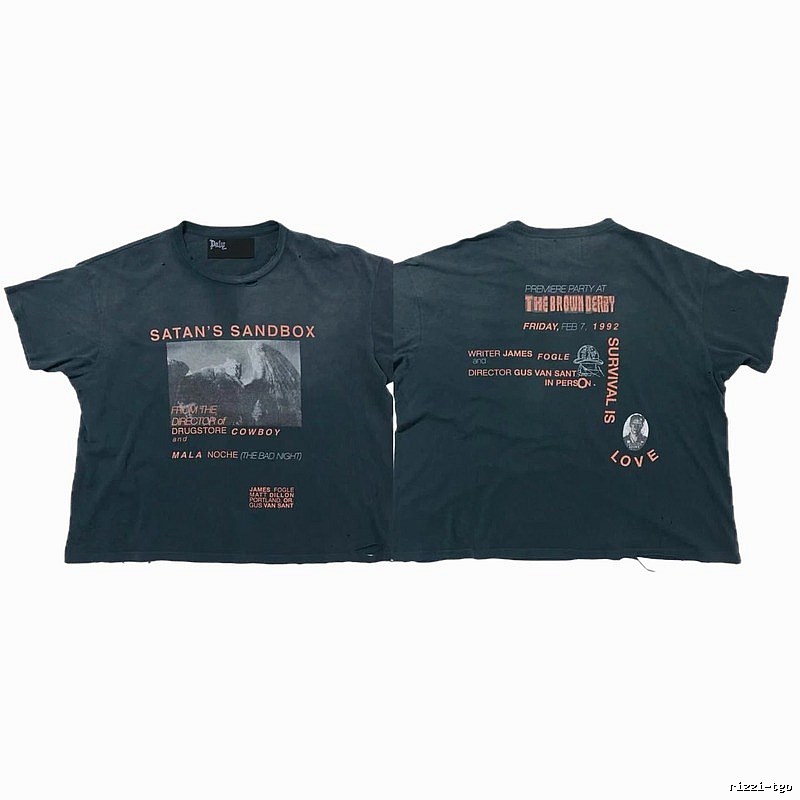 Paly Hollywood Vintage Distressed Carbon Black Short Sleeve T-Shirt