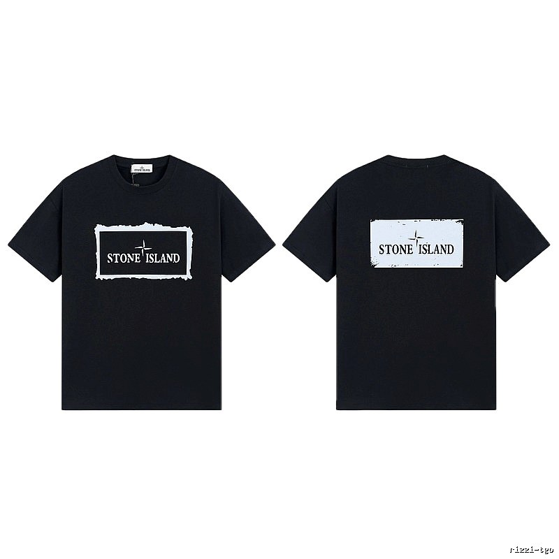 Stone Island Printed Street Style Black T-Shirt