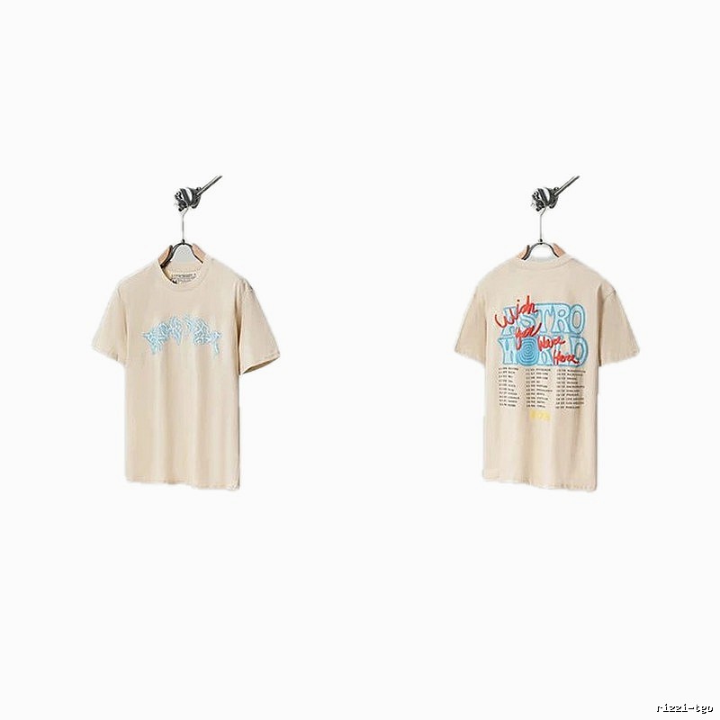 Travis Scott Astro Street Style Apricot Beige Short Sleeve T-Shirt