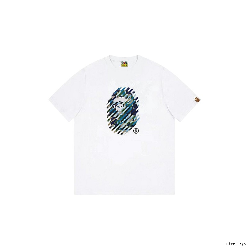 A Bape camouflage-style white T-shirt