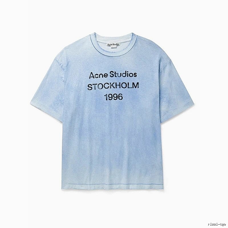 Acne Studios 2090-80 Deep Blue Style Ac908046 Stockholm Logo T-Shirt Casual Layering