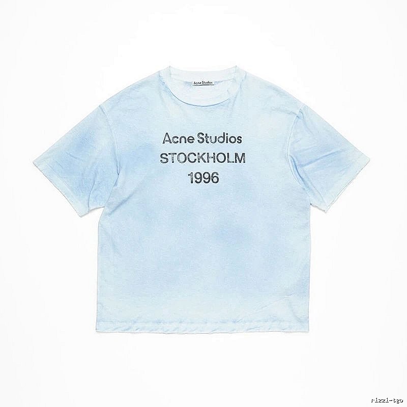 Acne Studios 2090-80 Light Blue Style Ac908046 Stockholm Logo T-Shirt Gift Ready