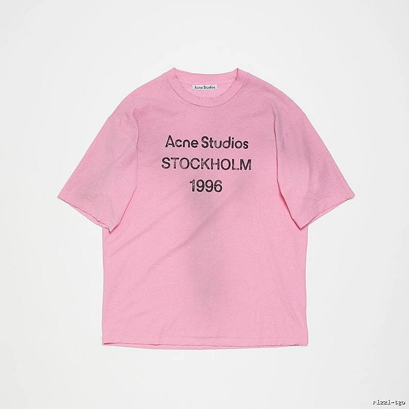 Acne Studios 2090-80 Pink Red Style Ac908026 Stockholm Logo T-Shirt Weekend Wear
