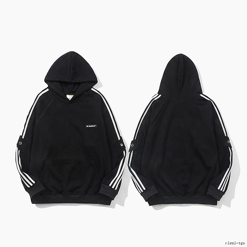 Adidas three - stripe trendy and cool black sweatshirt
