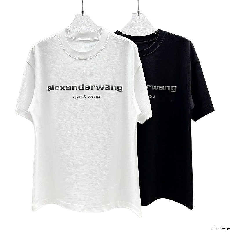Alexander Wang Letter Print Casual Black and White Short Sleeve T-Shirt