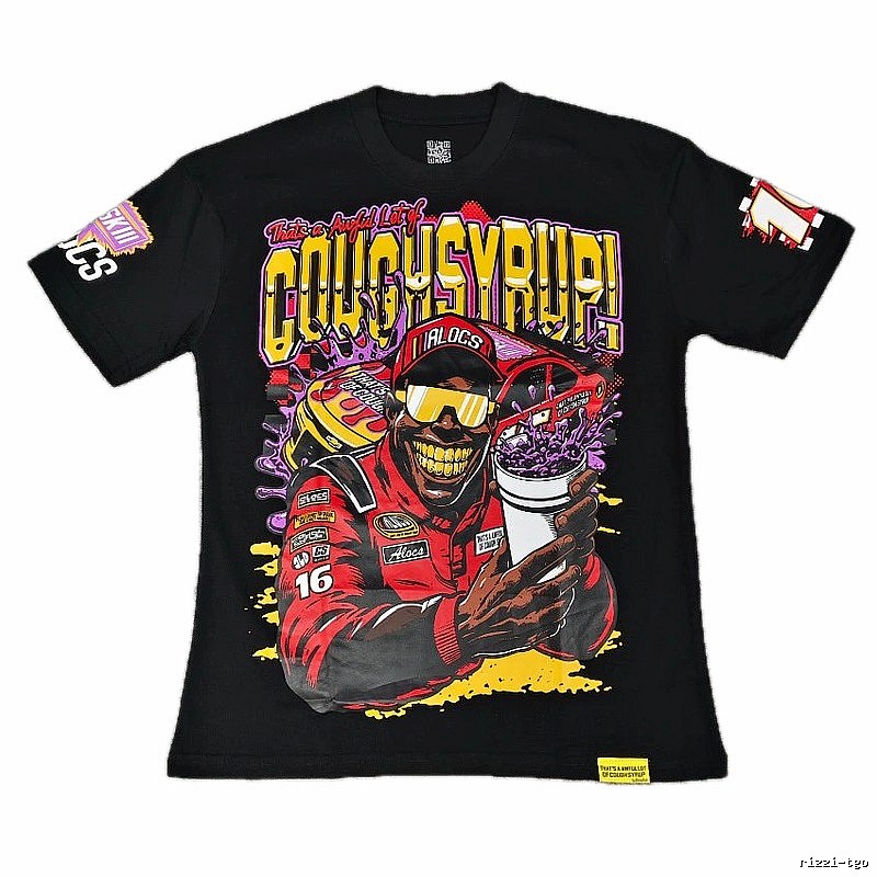 ALOCS Racing Graffiti Street Style Black T-Shirt