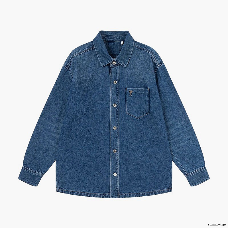 AMI casual style denim blue shirt