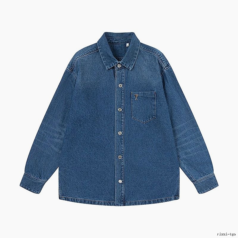 AMI Denim Blue Retro Style Denim Shirt