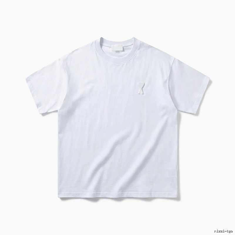AMI Embroidered Minimalist Style White T-shirt