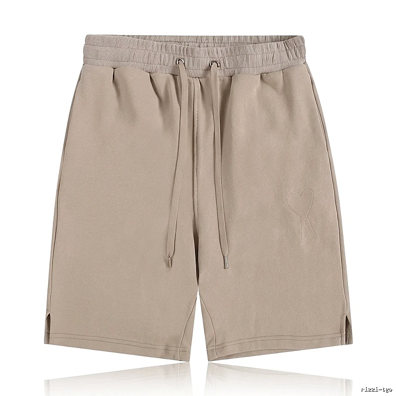 AMI Embroidered Trendy Brand Khaki Shorts