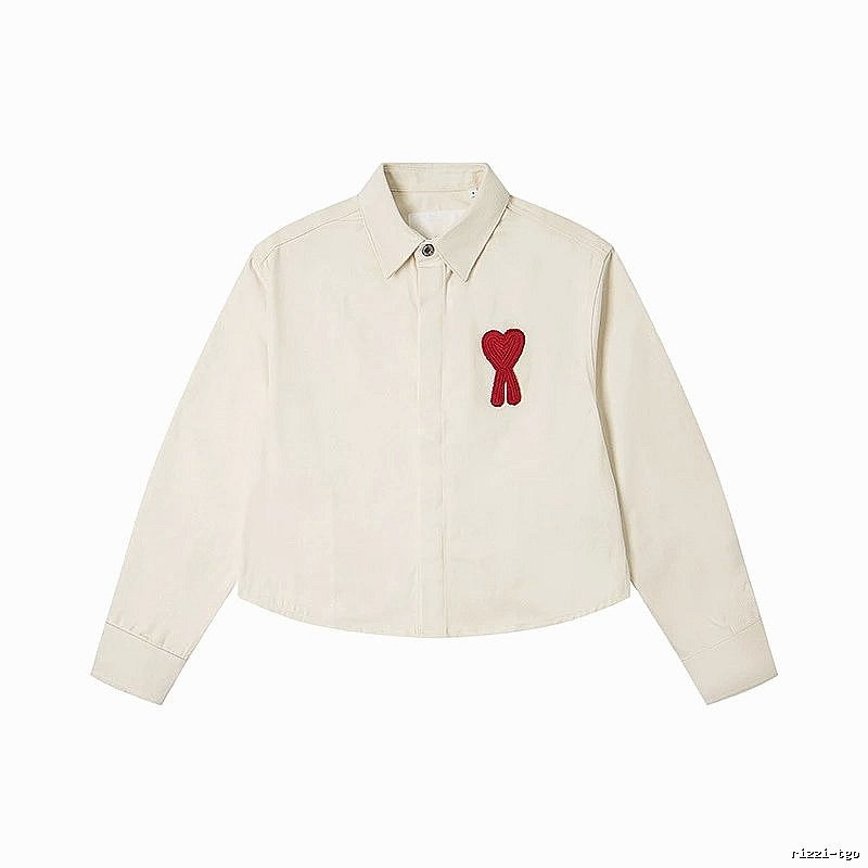AMI Love Embroidery Minimalist Style White Shirt