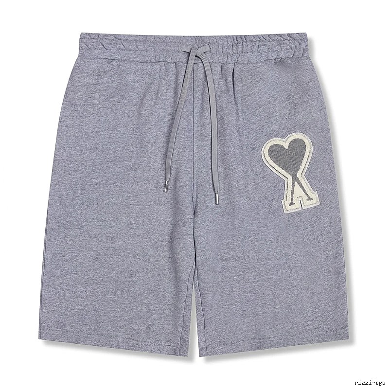 AMI Love Heart Pattern Light Gray Shorts