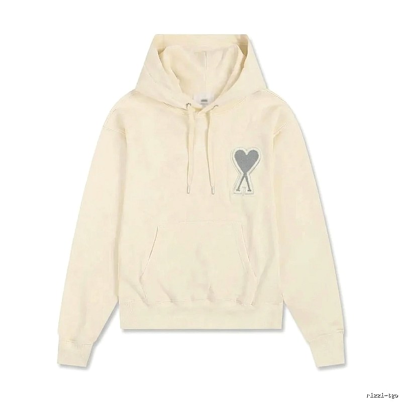AMI Love Minimalist Style Beige Hoodie