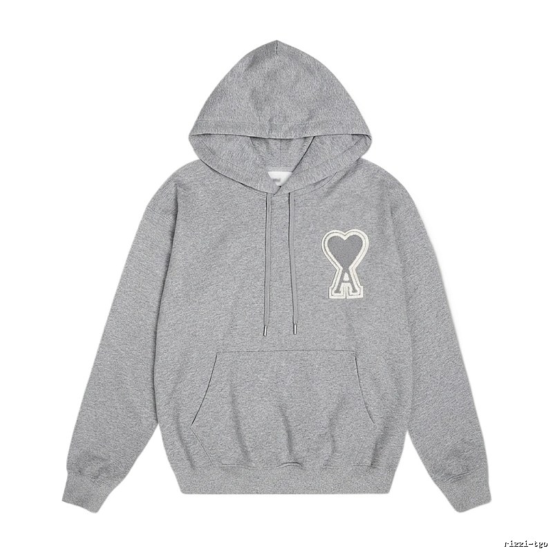 AMI Love Minimalist Style Grey Hoodie