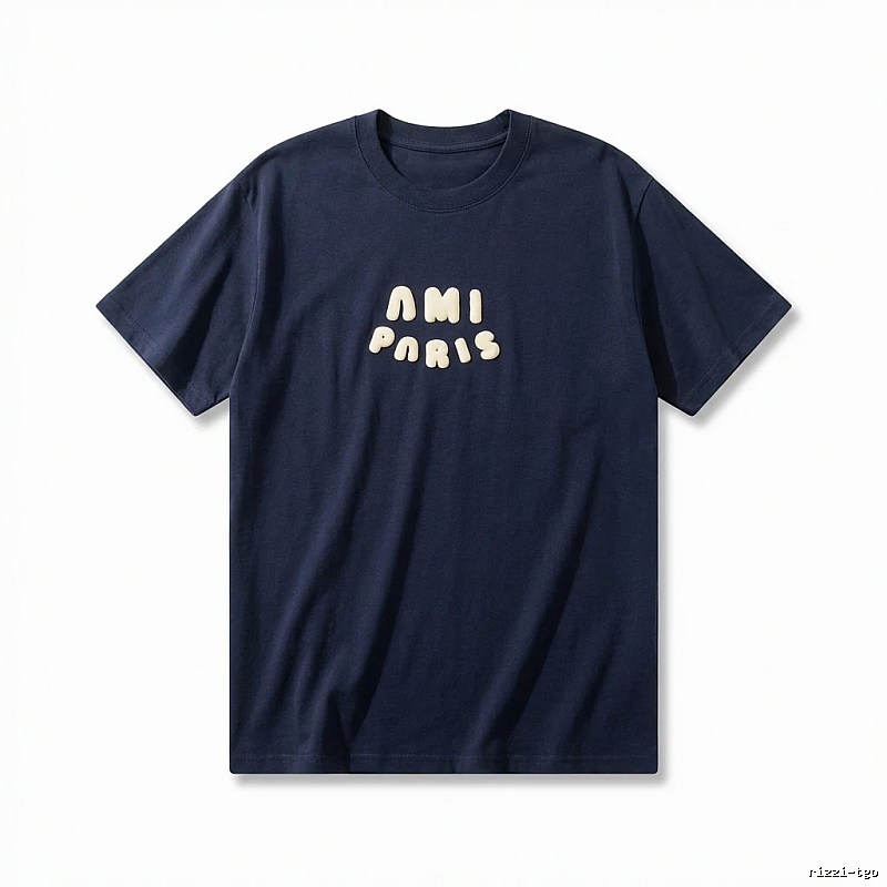AMI minimalist style dark blue T-shirt