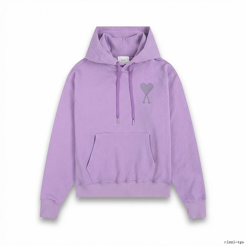 AMI series minimalist style purple hoodie