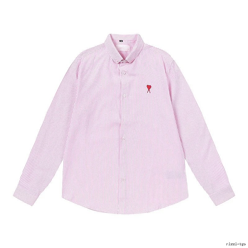 AMI Stripe Minimalist Style Pink Shirt