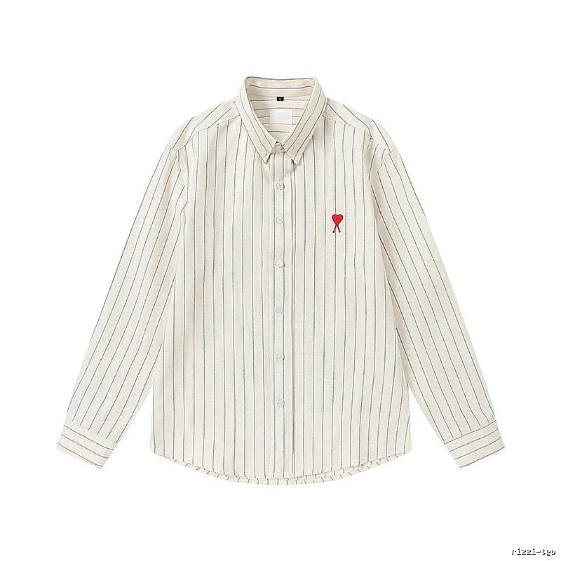 AMI Stripe Minimalist Style White Shirt