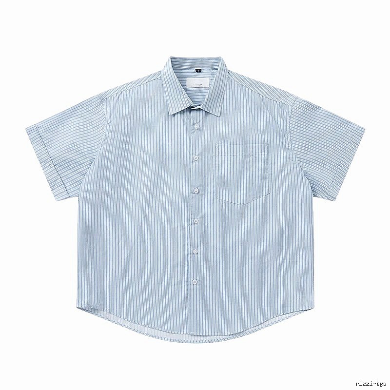AMI striped minimalist style blue shirt