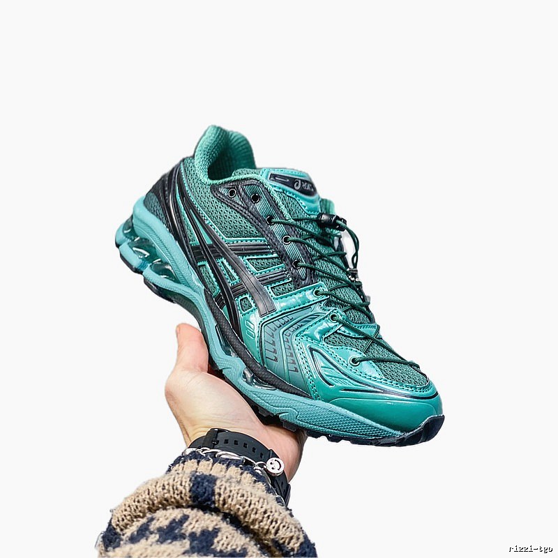 ASICS retro-style dark green sports shoes