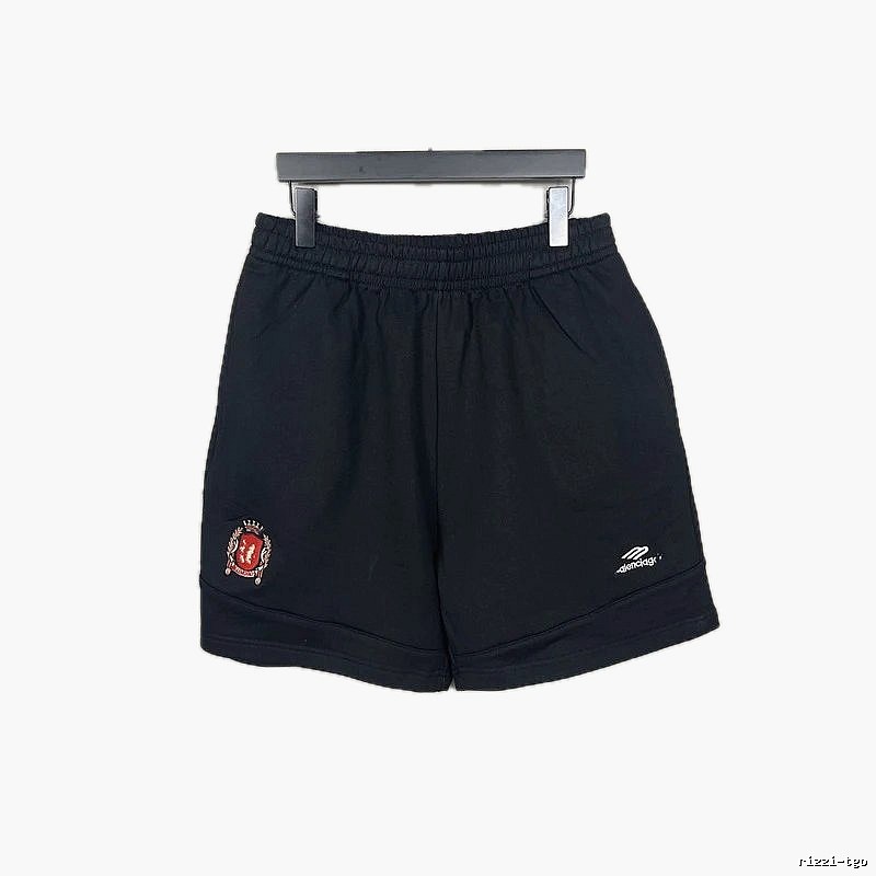 Balenciaga badge-style black shorts