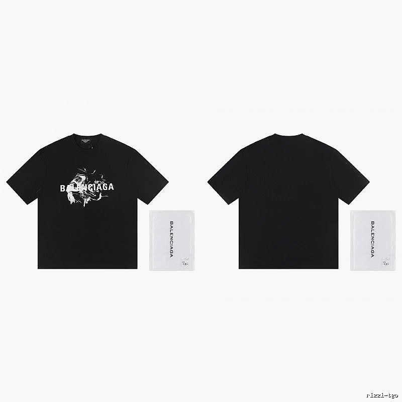 Balenciaga Distressed Print Cool Trendy Black T-Shirt