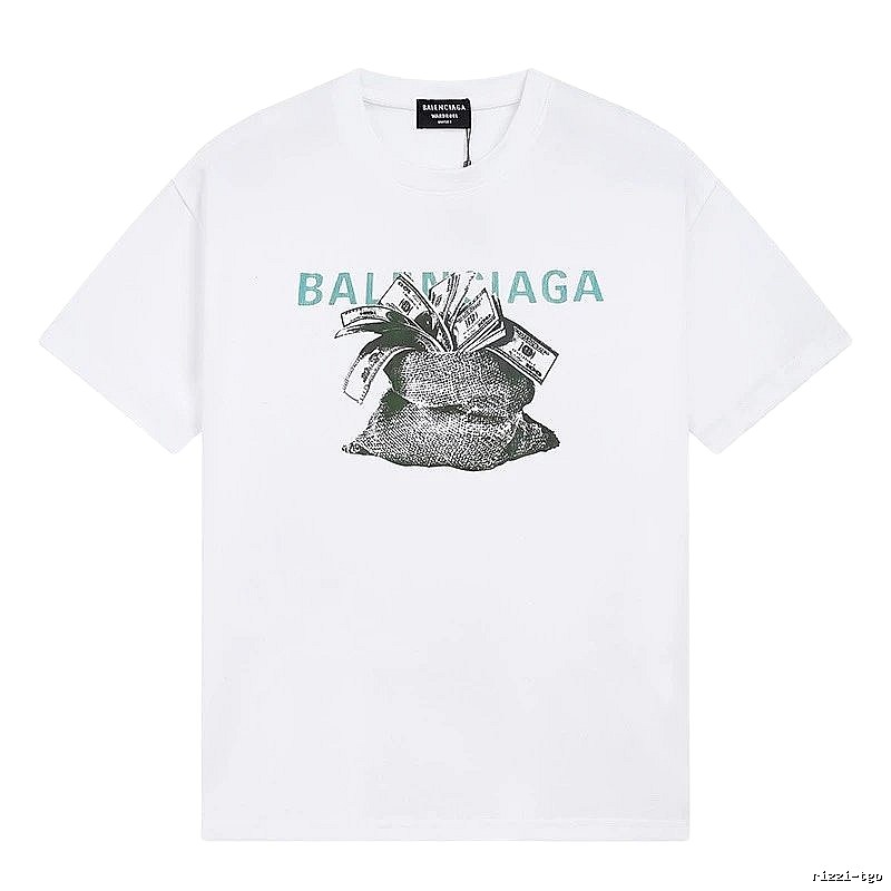 Balenciaga Dollar Bill Print Street Style White T-Shirt