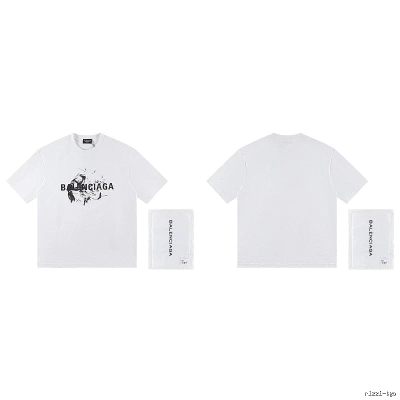 Balenciaga Graffiti Print Street Style White T-Shirt