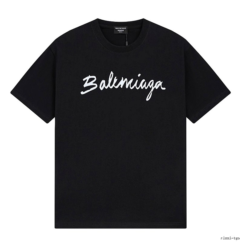 Balenciaga Handwritten Trendy Style Black T-shirt