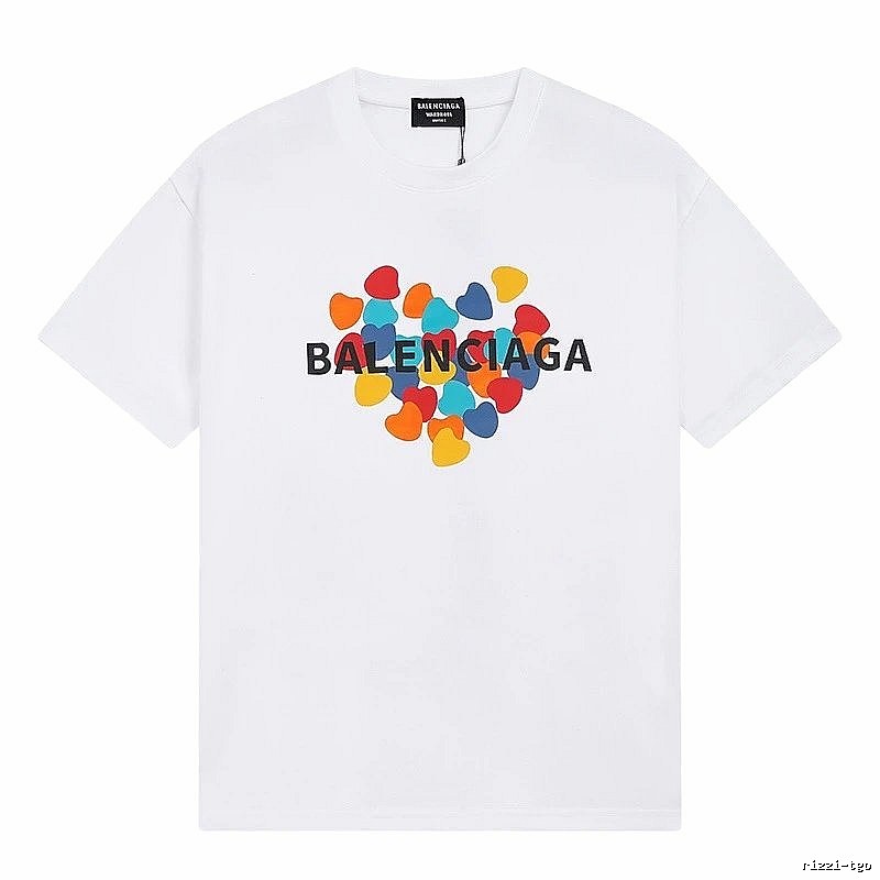 Balenciaga Heart Print Streetwear Brand White T-Shirt