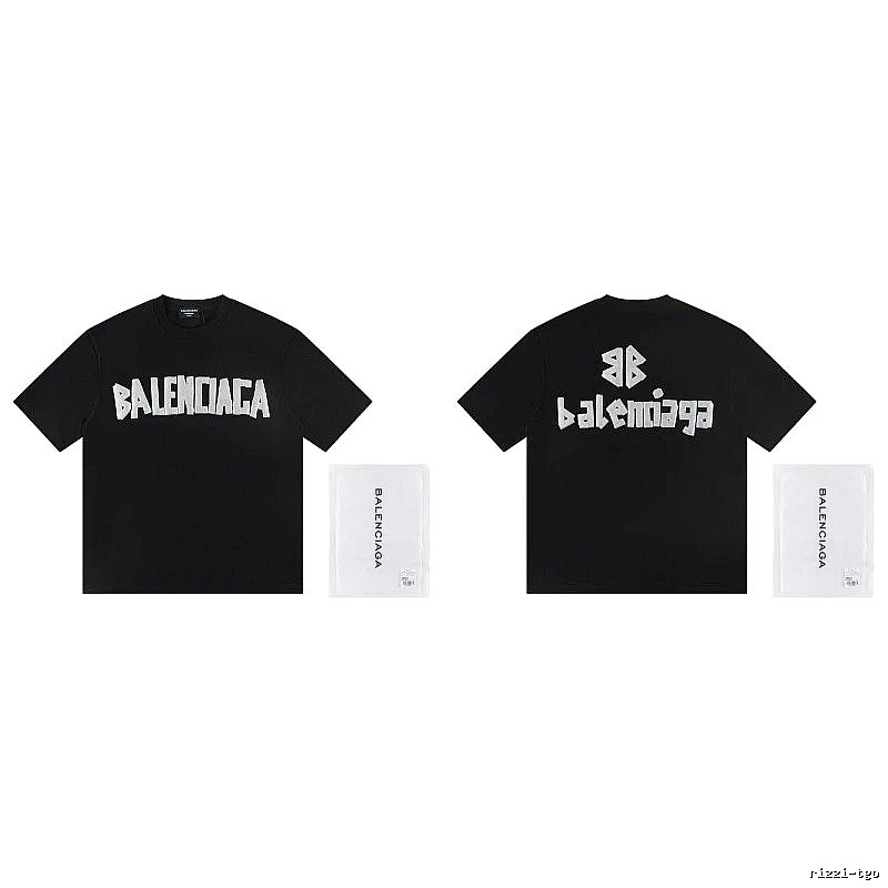 Balenciaga Letter Print Street Style Black T-Shirt