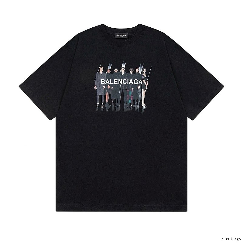 Balenciaga Portrait Print Trendy Black T-Shirt