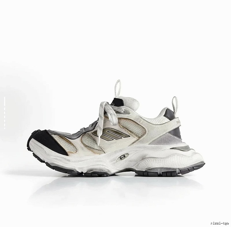 Balenciaga retro-style gray and white sneakers